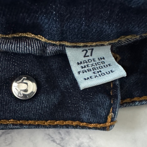 Vintage Y2K TRUE RELIGION Classic Dark Denim Blue Jean Shorts Horseshoe 27 - Picture 5 of 8
